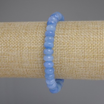 Aquamarine Rondel Bracelet, 8x4.5 mm, 18 cm length (stretch)