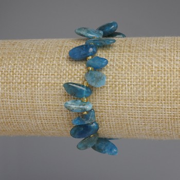 Apatite bracelet with butterfly-shaped facets, bead size 11–16×6–8 mm ±, 3 mm seed beads ±, length 18 cm ±, stretch