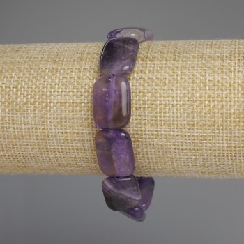 Rectangular-link Amethyst Bracelet, 18x13 mm links, 18 cm length, stretch