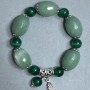 Bracelet Jade, Faceted Beads 20x15mm +/- Cat's Eye Bead, 9mm diameter +/-, 18cm +/- stretch