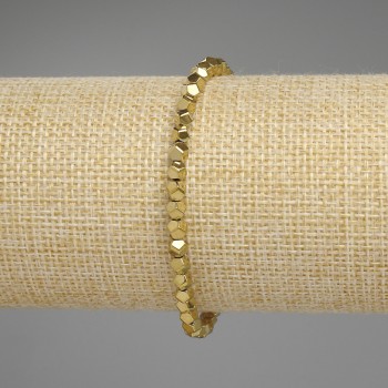 Hematite Bracelet, Gold Color, Faceted Beads, Diameter 4x4 mm, Length 18 cm, Stretch