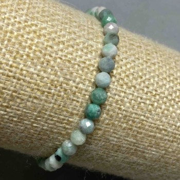 Emerald Bracelet with Faceted Beads, 5mm Diameter, 18 cm Length, Stretch
