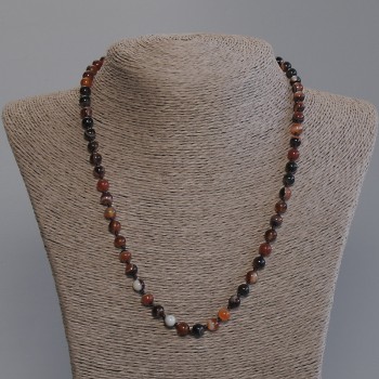 Agate Bead Necklace, Smooth Beads, 6 mm Diameter, 50 mm Length with Clasp