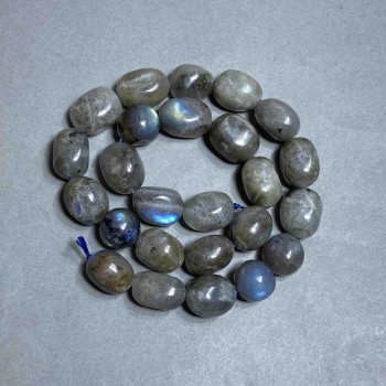 Labradorite cabochon beads, diameter 13-17×11-13 mm, 5 mm +/- on thread, length 39 cm+