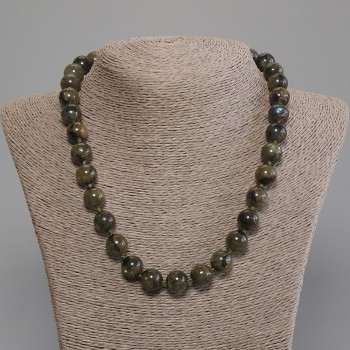 Labradorite Necklace - Smooth Bead, 12mm Diameter, 50cm Length with Clasp