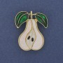 Pear enamel on gold-tone metal brooch-pendant 40x33mm+