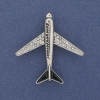 Brooch Plane with White Crystals in Silver-Colored Metal 43x40mm+