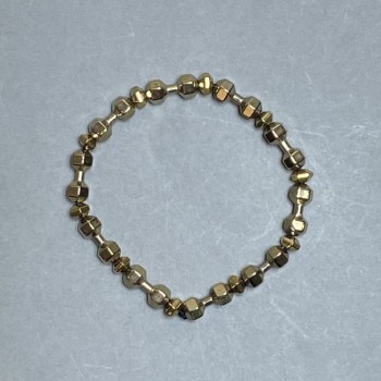 Браслет Гематит гантель, діаметр 15х6мм+- гранований рондель 6х4мм+-, довжина 18см стрейч