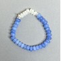 Bracelet Aquamarine Rondelle 8×4.5mm and Mother-of-Pearl Faceted 8×4mm, Length 18 cm Stretch