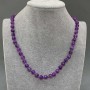 Amethyst Bead Necklace, ball bead, diameter 6.5 mm, length 45 cm, with clasp