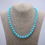 Natural Larimar Necklace with smooth beads, 8 mm diameter, 46 cm length
