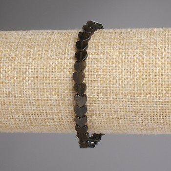 Sun Obsidian Bracelet with Heart, 6mm Beads, 18 cm Stretch