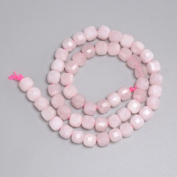 Pink quartz cube beads, 7x7 mm, approx. 37 cm long on thread