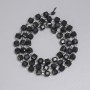 Beads Black Tourmaline Faceted Cube 5x5 mm +/- with 3 mm seed beads +/- on thread, length about 38 cm +/-