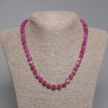 Tourmaline necklace with faceted cube beads, 7×7 mm cubes, 3 mm beads, about 45 cm long, with clasp