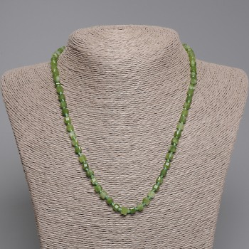 Jadeite Necklace with Faceted Cubes, 4–5 mm