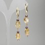 Earrings Citrine with multi-faceted shapes 10-12x8 mm, Garnet cubes 4 mm, length 62 mm