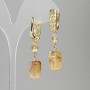 Citrine Earrings, Faceted Cylinders 15x9mm +-, Bead 6mm +-, Length 46mm +-