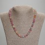 Tourmaline Necklace with Faceted Cubes, 7×7 mm diameter, 3 mm seed beads, length about 45 cm with clasp