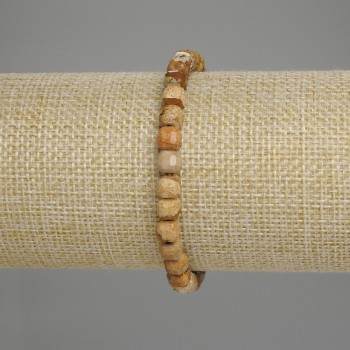 Bracelet with Landscape Jasper, Faceted Cubes 5.5 mm, Length 18 cm