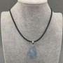 Unpolished Aquamarine Pendant, assorted diameter 31×16–37–18 mm +/- on cord, cord diameter 2.5 mm +/-, length 50 cm +/- chain