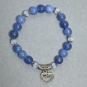 Браслет Аквамарин кулька 8мм+- Чеський кришталь рондель 6х4мм+-, довжина 18см стрейч