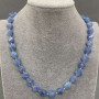 Aquamarine Necklace with Faceted Diamond-Shaped Beads, 9x8 mm, 45 cm length ± with clasp