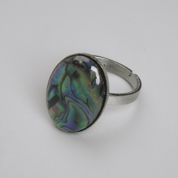 Halite Oval Ring 19×14 mm +/- Silver-Colored Metal