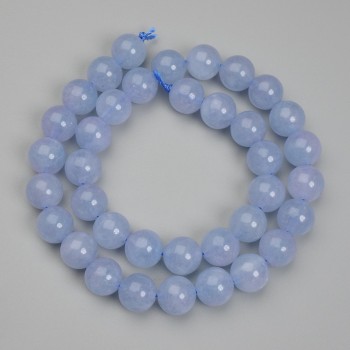 Aquamarine beads - smooth round spheres, 10 mm diameter, 38 cm length on thread