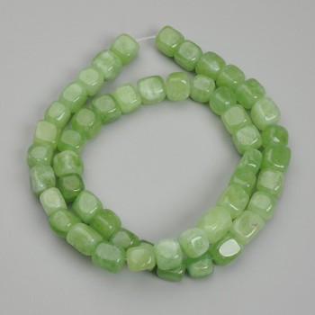 Chrysolite Olivine Cube Beads, 7 mm diameter, 37 cm length on a thread