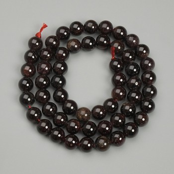 Garnet Beads, Ball-shaped, 7 mm diameter, 38 cm length