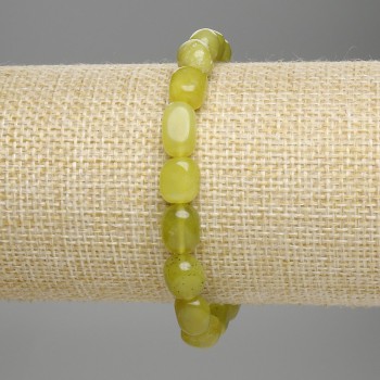 Jadeite faceted bracelet, bead diameter 9-12 × 8 mm, length 18 cm ± stretch