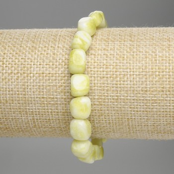 Jadeite Bracelet with Faceted Beads, 9–10×8 mm, 18 cm Stretch