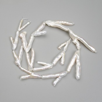 Baroque Pearl Beads with petrol tint, 21-33×15-17 mm, length 37 cm+