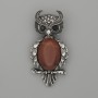 Owl Brooch-Pendant with Carnelian