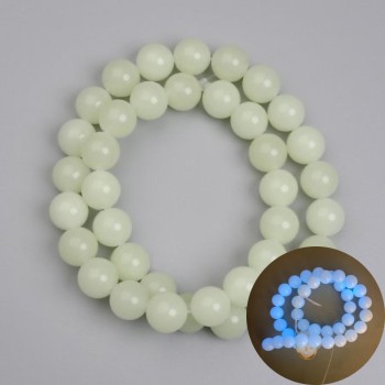 Onyx Beads with Blue Glow, Smooth 10mm Round Beads, 37 cm Length on Thread