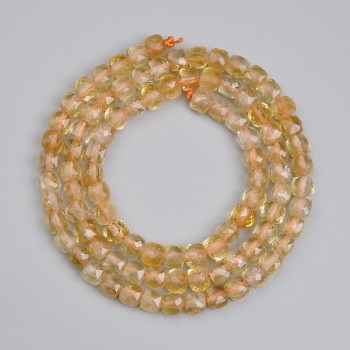 Citrine beads, faceted cube 4x4 mm, 39 cm long on thread