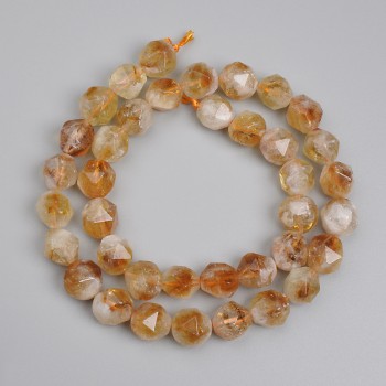 Citrine beads, faceted 10×9 mm, 37 cm length on thread