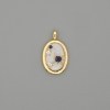 Pendant with mother-of-pearl, gold-tone metal, and rhinestones, 23x14 mm