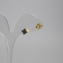 Stud Earrings Shamrock in Black and Gold Metal, 7 mm Diameter