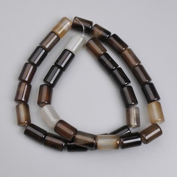 Agate Cylinder Beads, 11.5x8 mm, 39 cm on thread