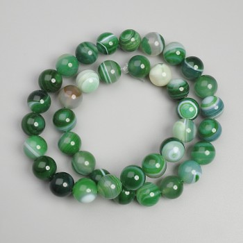 Agate beads, smooth round balls, 10 mm diameter, 38 cm long +/- on a beading thread