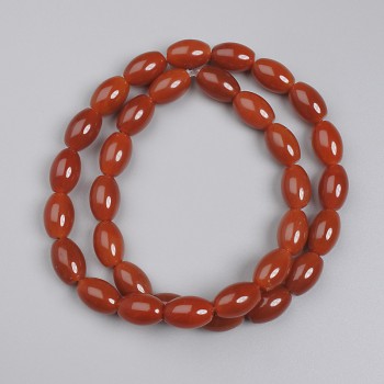Carnelian Beads, Barrel-shaped, 12x8 mm, on beading thread, length 39 cm+