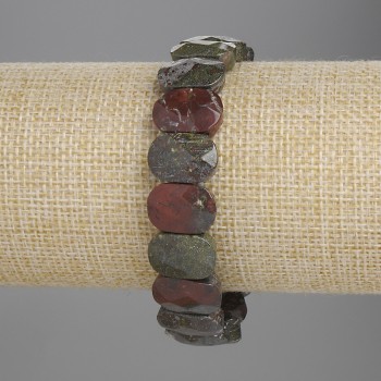 Dragon's Blood Jasper Bracelet - Faceted 15x10 mm links, 18 cm stretch