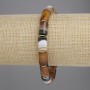 Agate bracelet with cylindrical beads, diameter 11.5x8 mm, with metal inserts, length 18 cm, stretch