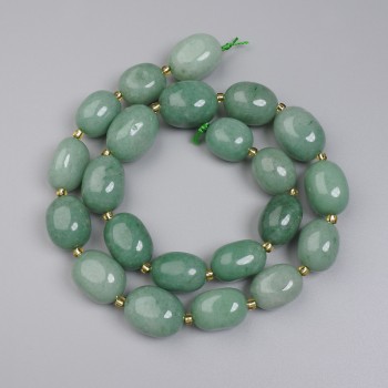 Faceted Jade Beads on Thread, 14–18×12–14 mm ±, 3 mm Seed Beads ±, Thread Length 40 cm