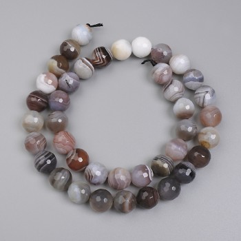 Botswana Agate Faceted Beads, 10mm Diameter, on a String, 39 cm Length+