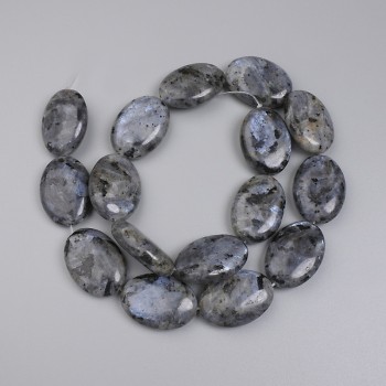 Oval Labradorite Beads, 25×18 mm, on thread, approx. 39 cm long