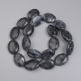 Oval Labradorite Beads, 20×15 mm, on thread, length about 37 cm