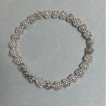 Браслет намистина троянда 7мм+- сріблястий метал, довжина 18мм+- стрейч